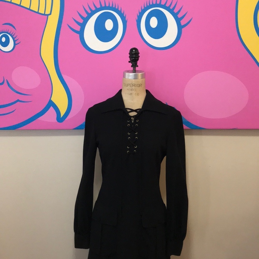 Moschino Couture Black Lace up Front Dress